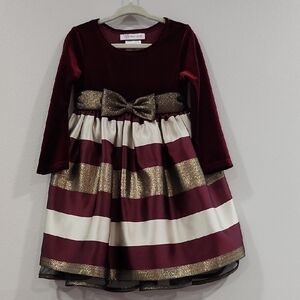 Bonnie Jean Velvet Burgundy Dress